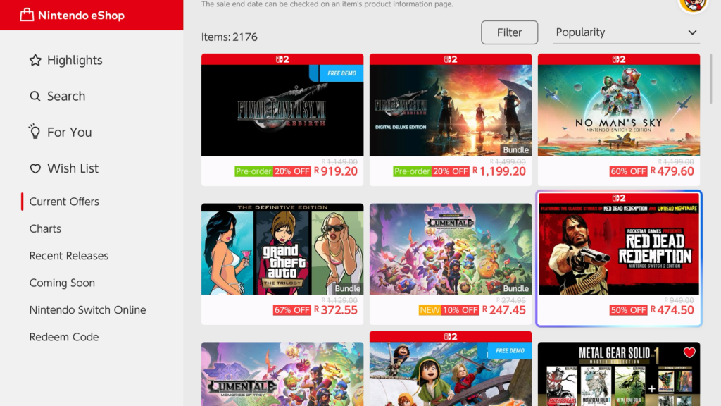 eShop Switch 2