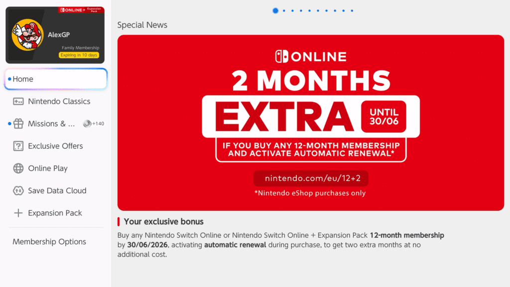 nintendo online family
